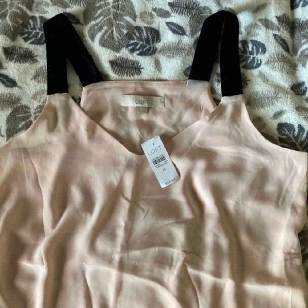 NWT LOFT Women's Blush Tank with Velvet Black Straps